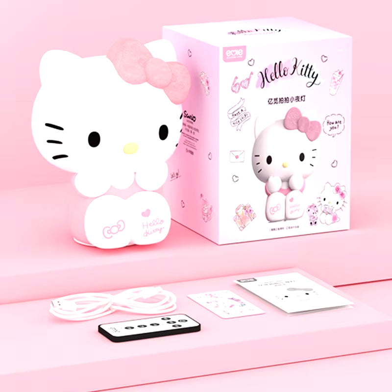 Kawaii  Hello Kitty Pat Night Light Girls Bedroom Bedlight Anime Hellokitty Night Lamp Desktop Decor Ornaments Girls Gift