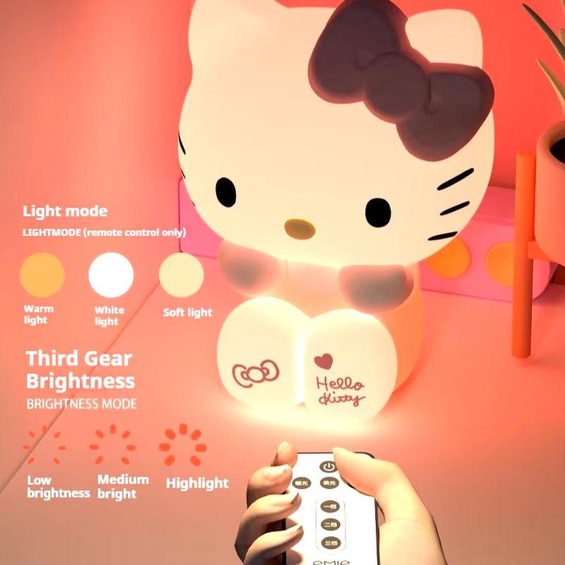 Kawaii  Hello Kitty Pat Night Light Girls Bedroom Bedlight Anime Hellokitty Night Lamp Desktop Decor Ornaments Girls Gift