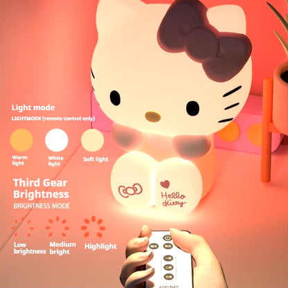 Kawaii  Hello Kitty Pat Night Light Girls Bedroom Bedlight Anime Hellokitty Night Lamp Desktop Decor Ornaments Girls Gift